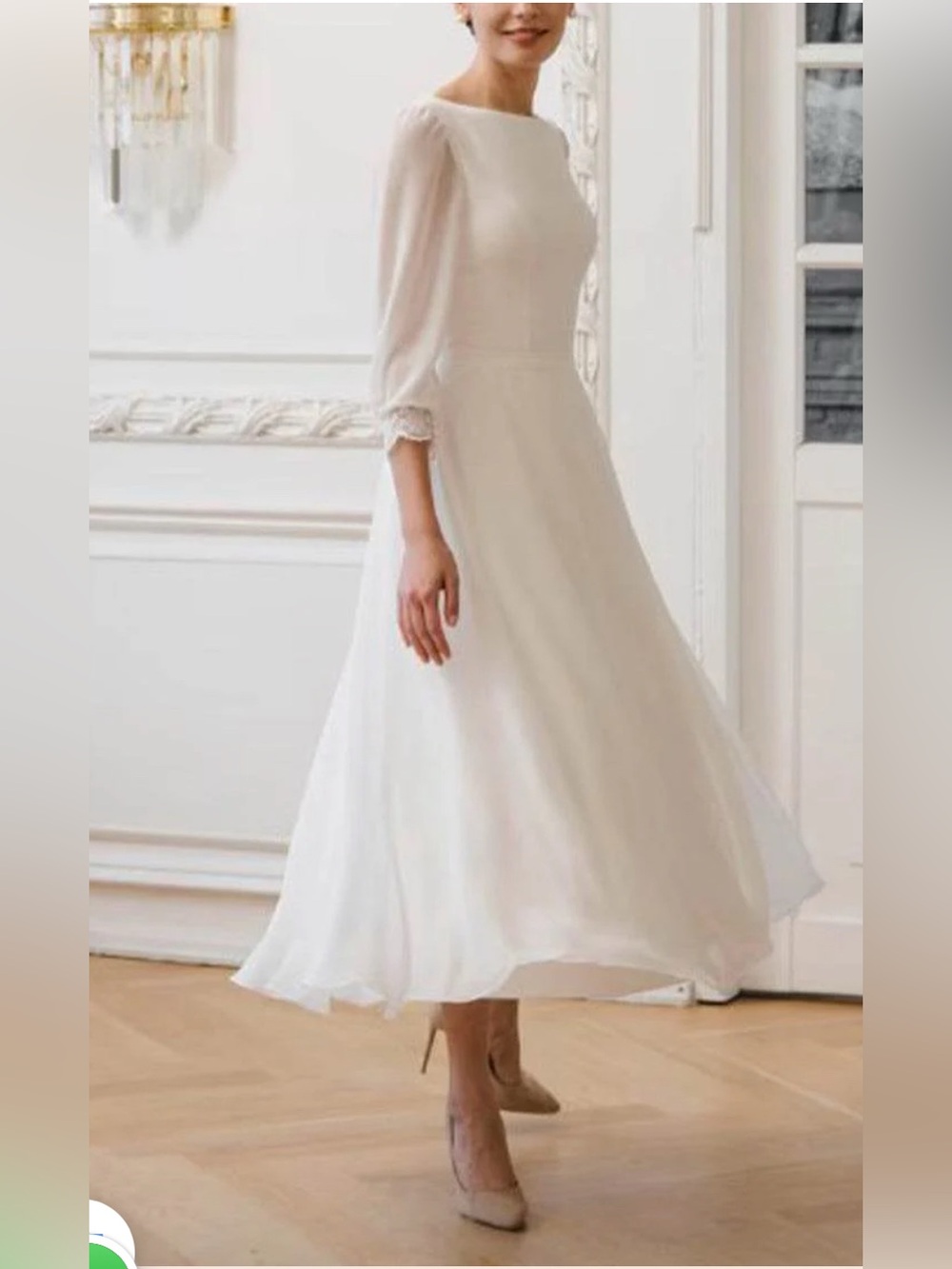 Cocomelody Elegant White Midi Dress